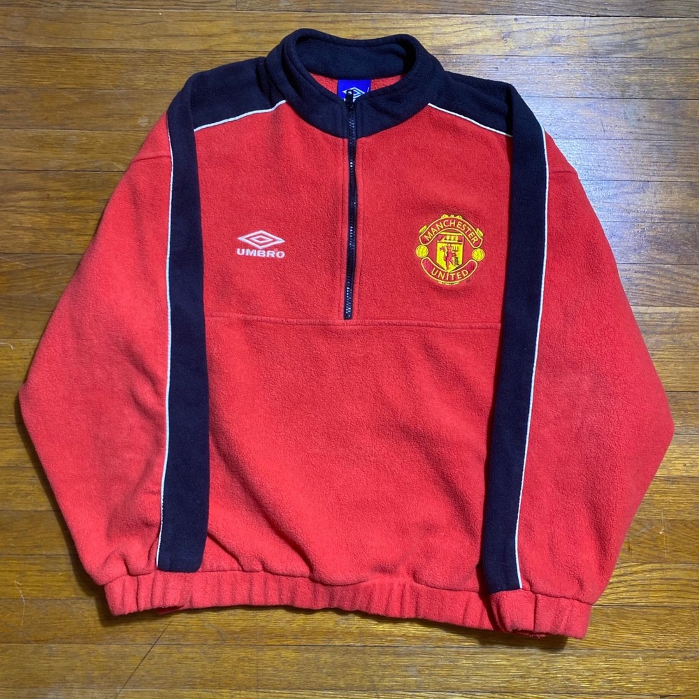 Umbro Manchester United Premier League Mens Fleece Quarter Zip Pullover Medium